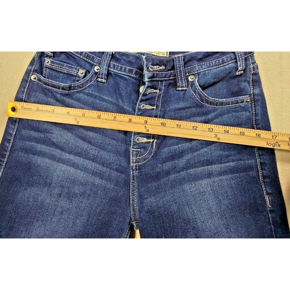 Rock & Roll Denim High Rise Trouser Flare Jeans Womens 27x34 Button Fly Stretch - Picture 8 of 16